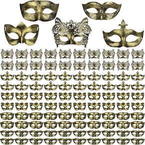 Yunsailing 100 Pcs Masquerade Masks Bulk Venetian Antique Masks with Strap for Women Men Carnival Halloween Party in Saudi Arabia