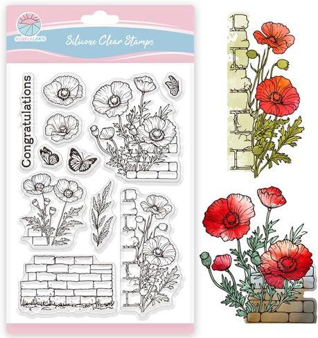 GLOBLELAND Hydrangea Clear Stamps Flowers Butterfly Silicone Clear Stamp Seals Transparent Stamps for DIY Scrapbooking Cards Making Photo Album Journal in Kuwait