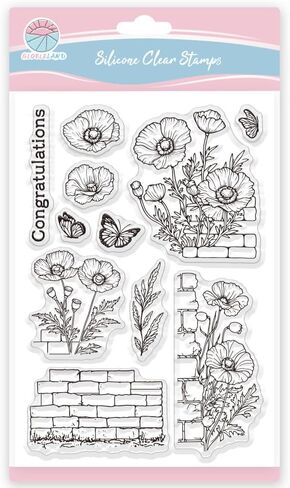 GLOBLELAND Hydrangea Clear Stamps Flowers Butterfly Silicone Clear Stamp Seals Transparent Stamps for DIY Scrapbooking Cards Making Photo Album Journal in Kuwait