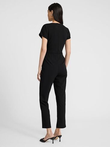 EXPRESS Womens Short Sleeve V-Neck TIE Waist Jumpsuit in Saudi Arabia