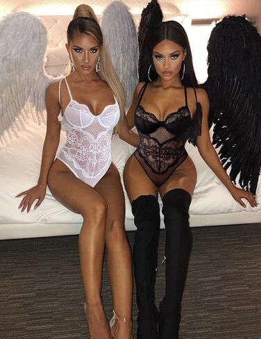 Avidlove Sexy Lingerie for Women Lace Bodysuit V Neck Cut Out Babydoll One Piece Lingerie Teddy in Saudi Arabia