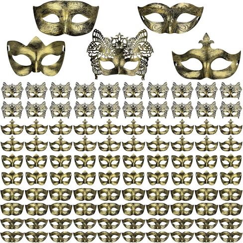 Yunsailing 100 Pcs Masquerade Masks Bulk Venetian Antique Masks with Strap for Women Men Carnival Halloween Party in Saudi Arabia