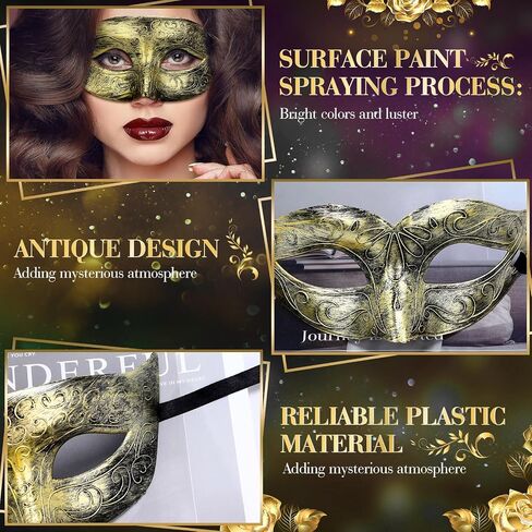 Yunsailing 100 Pcs Masquerade Masks Bulk Venetian Antique Masks with Strap for Women Men Carnival Halloween Party in Saudi Arabia
