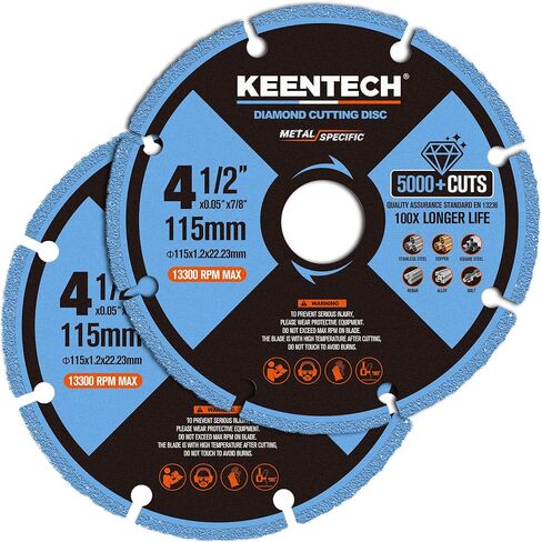 KEENTECH 4.5 inch Diamond Cutting Wheel for Metal, 4 1/2 x 7/8 Inch, Cut Off Wheel with 5000+ Cuts on Rebar, Steel, Iron and INOX (1-Pack) in Kuwait