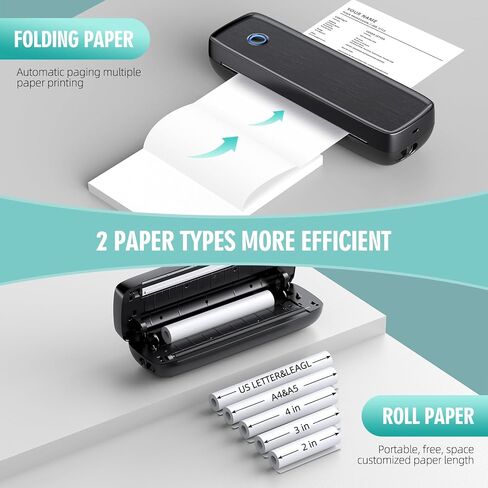 Portable Printers Wireless for Travel, Inkless Printer Mini Bluetooth Small Printers for Home Use Support 8.5" X 11" US Letter Legal, A4, A5 Thermal Printer Paper Compatible with iOS, Android&Laptop in Saudi Arabia