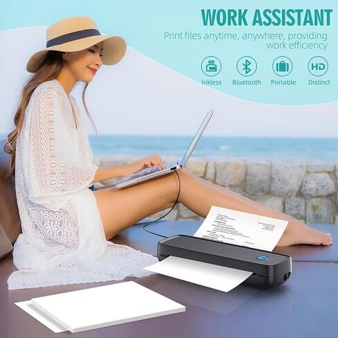 Portable Printers Wireless for Travel, Inkless Printer Mini Bluetooth Small Printers for Home Use Support 8.5" X 11" US Letter Legal, A4, A5 Thermal Printer Paper Compatible with iOS, Android&Laptop in Saudi Arabia