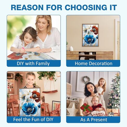 Meiyuda Diamond Painting Kits للبالغين ، 5D الزهور مجموعات فن الماس للمبتدئين للمبتدئين ، DIY Flower Vase Full Diamond Art Decor in Kuwait