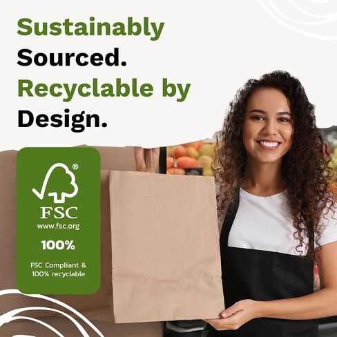 EKOBAGS. Sienna Kraft Paper Gift Bags with Handles | Sturdy Brown Paper Bags Bulk for Retail, Shopping, Party Favors & Small Business | 100% Recyclable & Sustainable | 12x8x13 inches, 25-Pack in Saudi Arabia