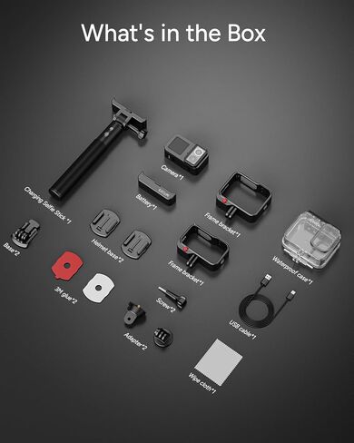 SJCAM SJ20 Action Camera 4K, F2.0/F1.3 Dual Lens, 154° FOV HDR, Low Light, 1850mAh Battery, Stabilization, Waterproof, 8X Zoom, Helmet Kits, Support Ext MIC& Remote Control in Kuwait