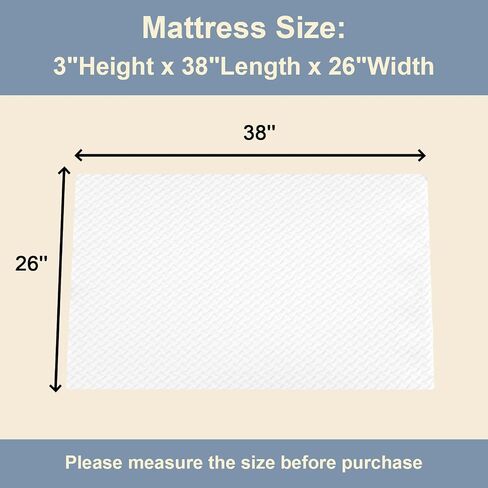 3 inch 38" Lx26 W Mini Mattresses, Waterproof and Removable Cover, Machine Washable, High Density Firm Support Foam in Saudi Arabia