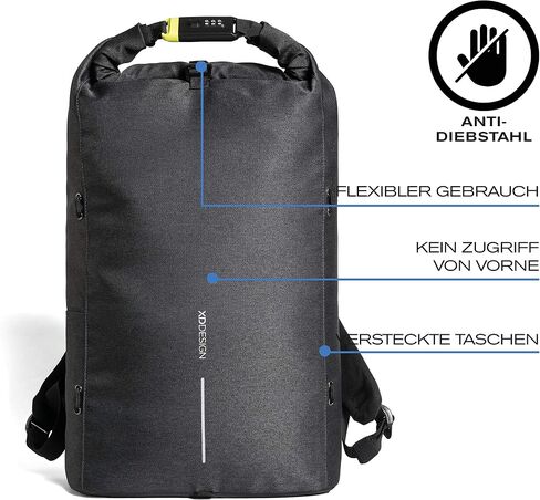 XDDesign Rolltop Backpack, Bobby Urban Anti-Theft Laptop Backpack 22L with 15.6" Laptop / 12.9" Table Compartment | Cut Proof | Waterproof Travel Backpack for Women Men in Saudi Arabia