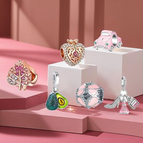 9PCS European Charms Beads Pendant For Pandora Bracelet, Charms for DIY Bracelets Necklace Jewellery Gift for Birthday Valentine's Day Party Christmas Mother's Day Silver Heart Love Family in Saudi Arabia