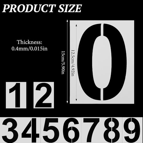 4 Inch Number Stencils, Plastic Number Stencil 0-9 Reusable House Numbers Stencil Curb Stencil Kit for Painting on Road, Wall, Wood, Mailbox, Cakes, Trucks(10 pcs) in Saudi Arabia