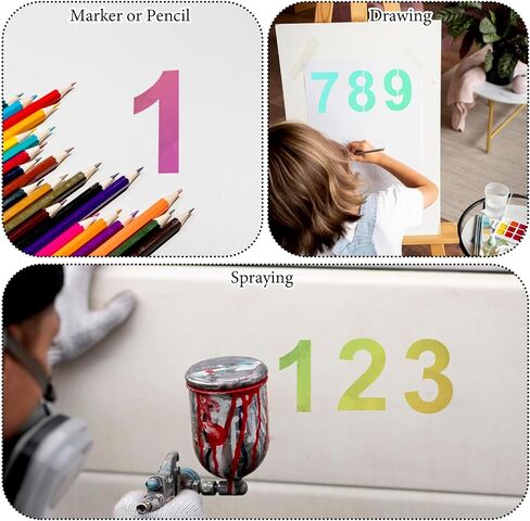 4 Inch Number Stencils, Plastic Number Stencil 0-9 Reusable House Numbers Stencil Curb Stencil Kit for Painting on Road, Wall, Wood, Mailbox, Cakes, Trucks(10 pcs) in Saudi Arabia