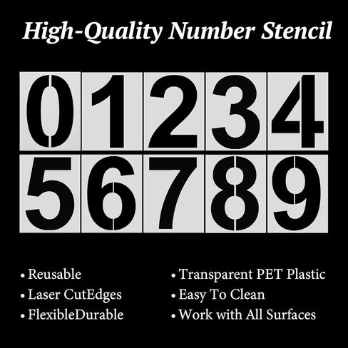 4 Inch Number Stencils, Plastic Number Stencil 0-9 Reusable House Numbers Stencil Curb Stencil Kit for Painting on Road, Wall, Wood, Mailbox, Cakes, Trucks(10 pcs) in Saudi Arabia