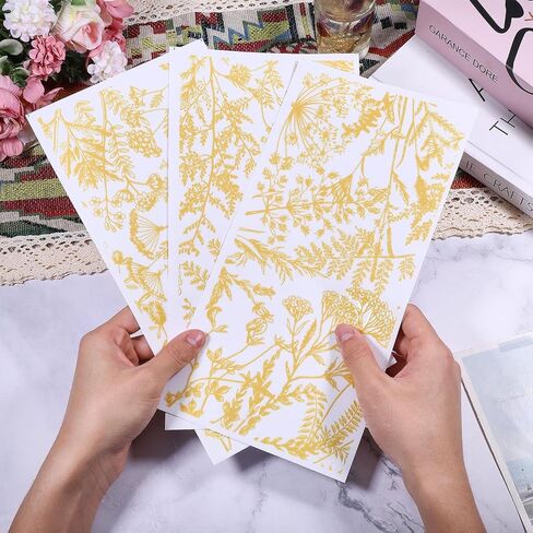 GLOBLELAND 3 Sheets Ivory Peony Furniture Transfer 6x12inch Peony Flowers Rub on Transfer Self-Adhesive Wall Art Decals for Bedroom Living Room Desk Table Decoration in Saudi Arabia