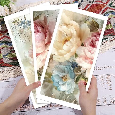 GLOBLELAND 3 Sheets Ivory Peony Furniture Transfer 6x12inch Peony Flowers Rub on Transfer Self-Adhesive Wall Art Decals for Bedroom Living Room Desk Table Decoration in Saudi Arabia