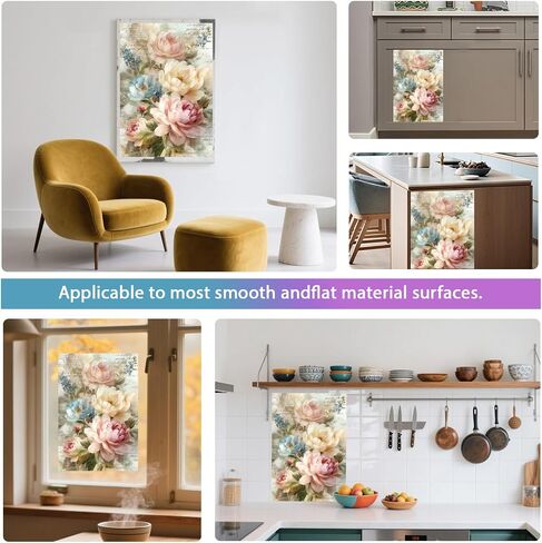 GLOBLELAND 3 Sheets Ivory Peony Furniture Transfer 6x12inch Peony Flowers Rub on Transfer Self-Adhesive Wall Art Decals for Bedroom Living Room Desk Table Decoration in Saudi Arabia