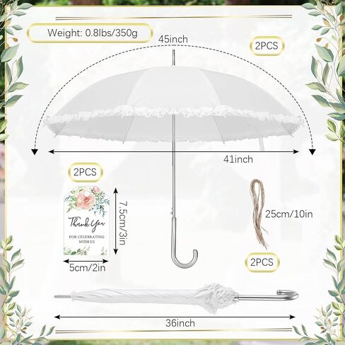 Abbylike 6 Pcs Wedding Ruffle Umbrellas Bulk 47 Inch White Stick Umbrellas for Wedding Second Line Parasol with j Hook Handle for Outdoor Wedding Bride Groom Gifts Bridal Shower Party Decor in Kuwait