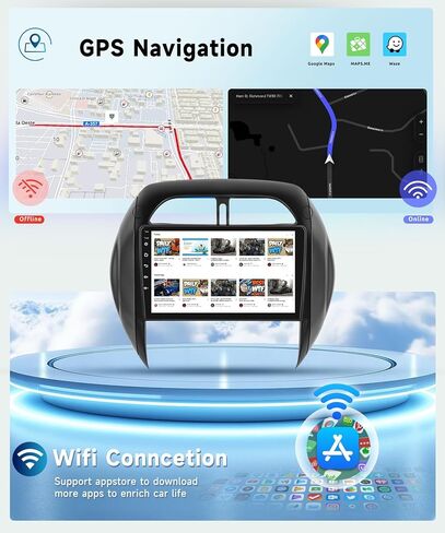 8 CORE 2G+64G Car Radio Stereo for Toyota RAV4 2003 2004 2005 with Wireless CarPlay/Android Auto, 9 inch 1280 * 720P IPS Touch Screen Head Unit Android 13 GPS WiFi Bluetooth 32-Band DSP Camera in Saudi Arabia