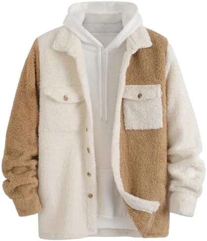 Zaful Men's Color Block Single Single Breasted Corduroy Abour Down Twlar Long Sleeve Stack in Kuwait