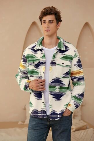 Zaful Men's Color Block Single Single Breasted Corduroy Abour Down Twlar Long Sleeve Stack in Kuwait