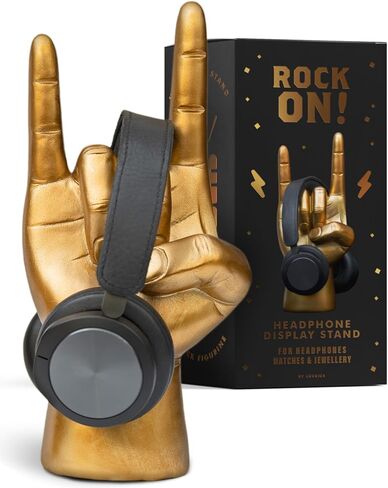Luckies of London | Rock On Headphone Stand | Headset Stand & Headphone Holder | Headset Holder for Gaming Desk Decor | Desk Accessories for Men | Hand Jewelry Display Or Headphone Hanger | Black in Saudi Arabia