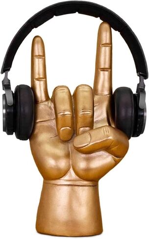 Luckies of London | Rock On Headphone Stand | Headset Stand & Headphone Holder | Headset Holder for Gaming Desk Decor | Desk Accessories for Men | Hand Jewelry Display Or Headphone Hanger | Black in Saudi Arabia