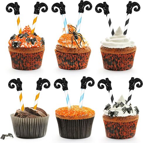 Gyufise 36Pcs Halloween Cupcake Toppers Halloween Pumpkin Cat Bat Ghost Cake Decorations for Halloween Theme Babyshower Kids Birthday Party Supplies in Saudi Arabia