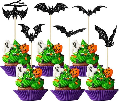 Gyufise 36Pcs Halloween Cupcake Toppers Halloween Pumpkin Cat Bat Ghost Cake Decorations for Halloween Theme Babyshower Kids Birthday Party Supplies in Saudi Arabia