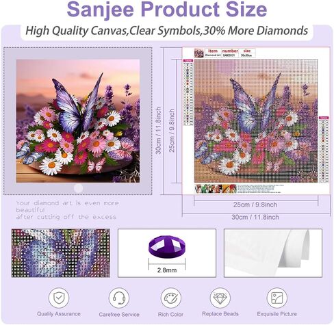 Sanjee Chicken Diamond Art Kits for Adults, Cat Diamond Painting Kits for Beginners, 5D DIY Round Full Drill Diamond Dots for Wall Decoration Gift, 12x12inch in Saudi Arabia