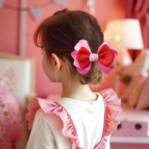2pcs Pink Hair Bows for Girls Grosgrain Ribbon Toddler Hair Accessories with Alligator Clips for Toddlers Baby Girls Kids Teens Pink White Ribbon Valentines Hair Accessories in Kuwait