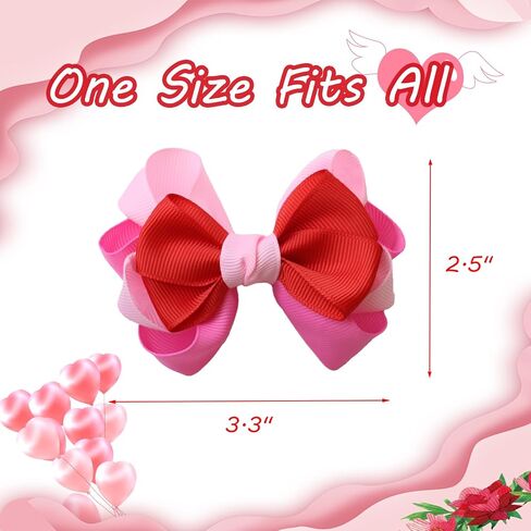 2pcs Pink Hair Bows for Girls Grosgrain Ribbon Toddler Hair Accessories with Alligator Clips for Toddlers Baby Girls Kids Teens Pink White Ribbon Valentines Hair Accessories in Kuwait