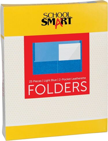 School Smart Extra-Large Folders with Pockets, 9 x 12 Inches, Yellow, Pack of 25 in Saudi Arabia