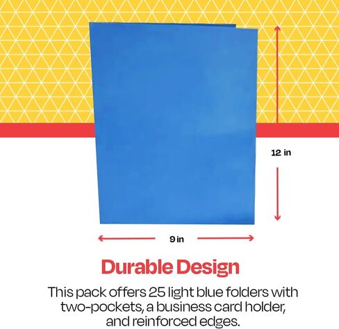 School Smart Extra-Large Folders with Pockets, 9 x 12 Inches, Yellow, Pack of 25 in Saudi Arabia