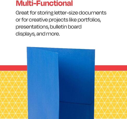 School Smart Extra-Large Folders with Pockets, 9 x 12 Inches, Yellow, Pack of 25 in Saudi Arabia