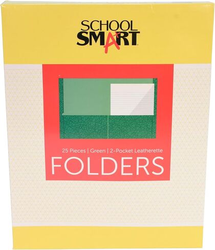 School Smart Extra-Large Folders with Pockets, 9 x 12 Inches, Yellow, Pack of 25 in Saudi Arabia