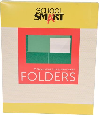 School Smart Extra-Large Folders with Pockets, 9 x 12 Inches, Yellow, Pack of 25 in Saudi Arabia