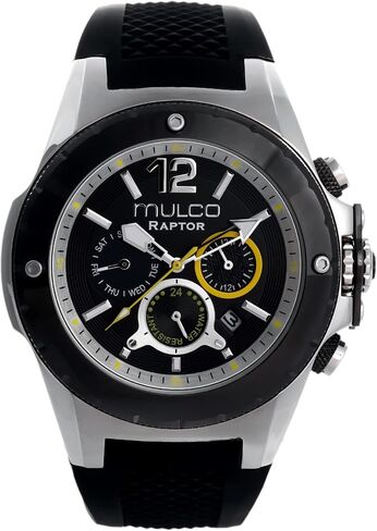 الساعات Mulco للرجال - Kripton ، حالة الفولاذ المقاوم للصدأ الفضي مع شريط السيليكون المعصم ، حركة الكوارتز متعددة الوظائف والتاريخ ، شاشة التناظرية الكبيرة الوجه - لهجات الذهب الوردي ، 100 متر مضاد للماء in Kuwait