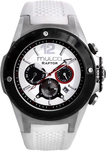 MULCO Watches for Men - Kripton, Silver Stainless Steel Case with Wrist Silicone Band, Quartz Multifunctional Day and Date Movement, Large Face Analog Display - Rose Gold Accents, 100m- Waterproof in Kuwait