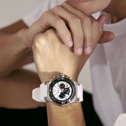 MULCO Watches for Men - Kripton, Silver Stainless Steel Case with Wrist Silicone Band, Quartz Multifunctional Day and Date Movement, Large Face Analog Display - Rose Gold Accents, 100m- Waterproof in Kuwait