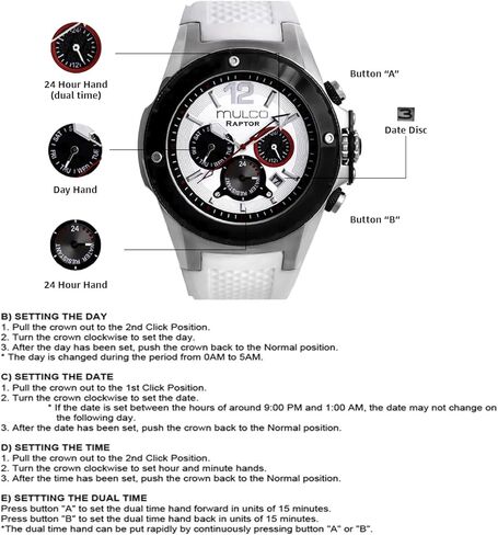 MULCO Watches for Men - Kripton, Silver Stainless Steel Case with Wrist Silicone Band, Quartz Multifunctional Day and Date Movement, Large Face Analog Display - Rose Gold Accents, 100m- Waterproof in Kuwait