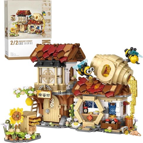 Creative Brick Box Street View-Coffee Shop Mini Building Toy Animals Interactive for Kids, Simulation Architecture Toy for Girls and Boys Ages 6+ - Gift Easter, Birthday, Christmas (1077 PCS) in Saudi Arabia