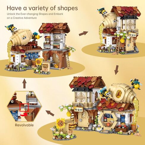 Creative Brick Box Street View-Coffee Shop Mini Building Toy Animals Interactive for Kids, Simulation Architecture Toy for Girls and Boys Ages 6+ - Gift Easter, Birthday, Christmas (1077 PCS) in Saudi Arabia