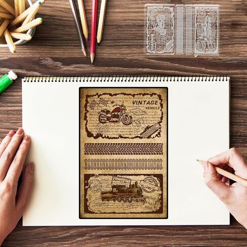 GLOBLELAND Vintage Airplane Clear Silicone Stamps for DIY Card Making Cloud Silicone Transparent Stamp Seal Compass Decorative Clear Stamps for Scrapbooking Photo Album Journal Decoration in Kuwait