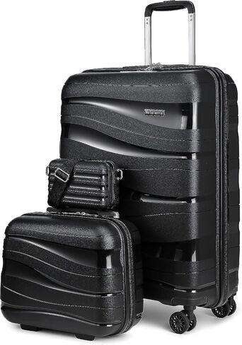 Melalenia Luggage Carry On Suitcase Sets, Expandable PP Hard Shell Suitcase with Spinner Wheels,Travel Luggage with TSA Locks 22x14x9 Airline Approved in Saudi Arabia