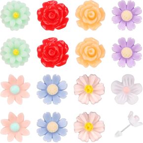 7 Pairs Rose Plastic Earrings, Gradient Color Rose Flower Stud Post Earrings Perfect Decorations and Floral Jewelry Gifts for Sensitive Ears Women in Saudi Arabia