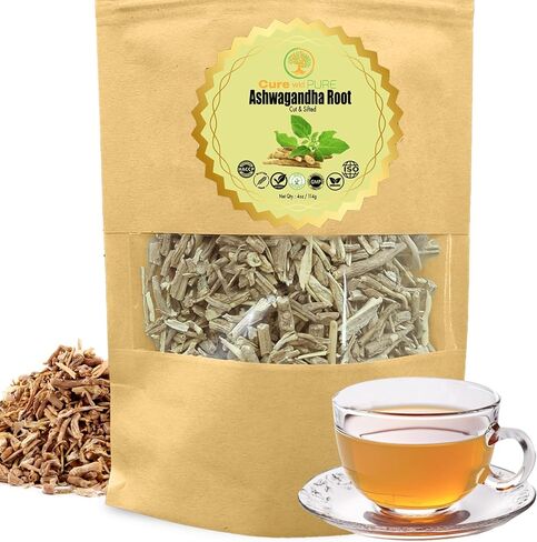 Cure wid Pure Certified Organic Ashwagandha Root Powder – 8oz/ 0.5Lb Non-GMO,Raw & Additives-Free Lab Tested Ashwagandha Powder Organic – Ayurvedic Adaptogenic Herbal Supplement in Eco-Friendly Bag in Kuwait