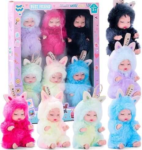 6 Pack 4 Inch African Girl Dolls Set - Black Mini Dolls with Colorful Outfits & Hairbands – Gift for Girls 3-6, 6-12 Educational Toys & Decorative Figures in Saudi Arabia