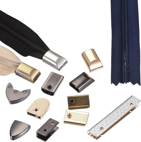 uxcell Metal Zipper Stopper with Screws, 12Pcs 0.75'' Zipper Tail Clip Plug Head for DIY Decoration Leather Craft Hardware, Black in Saudi Arabia
